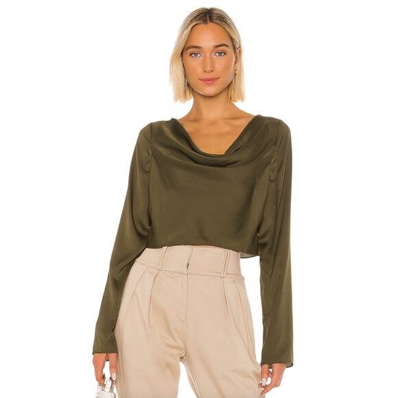 L'Academie The Florina Top in Olive Green Size Large - Picture 2 of 10